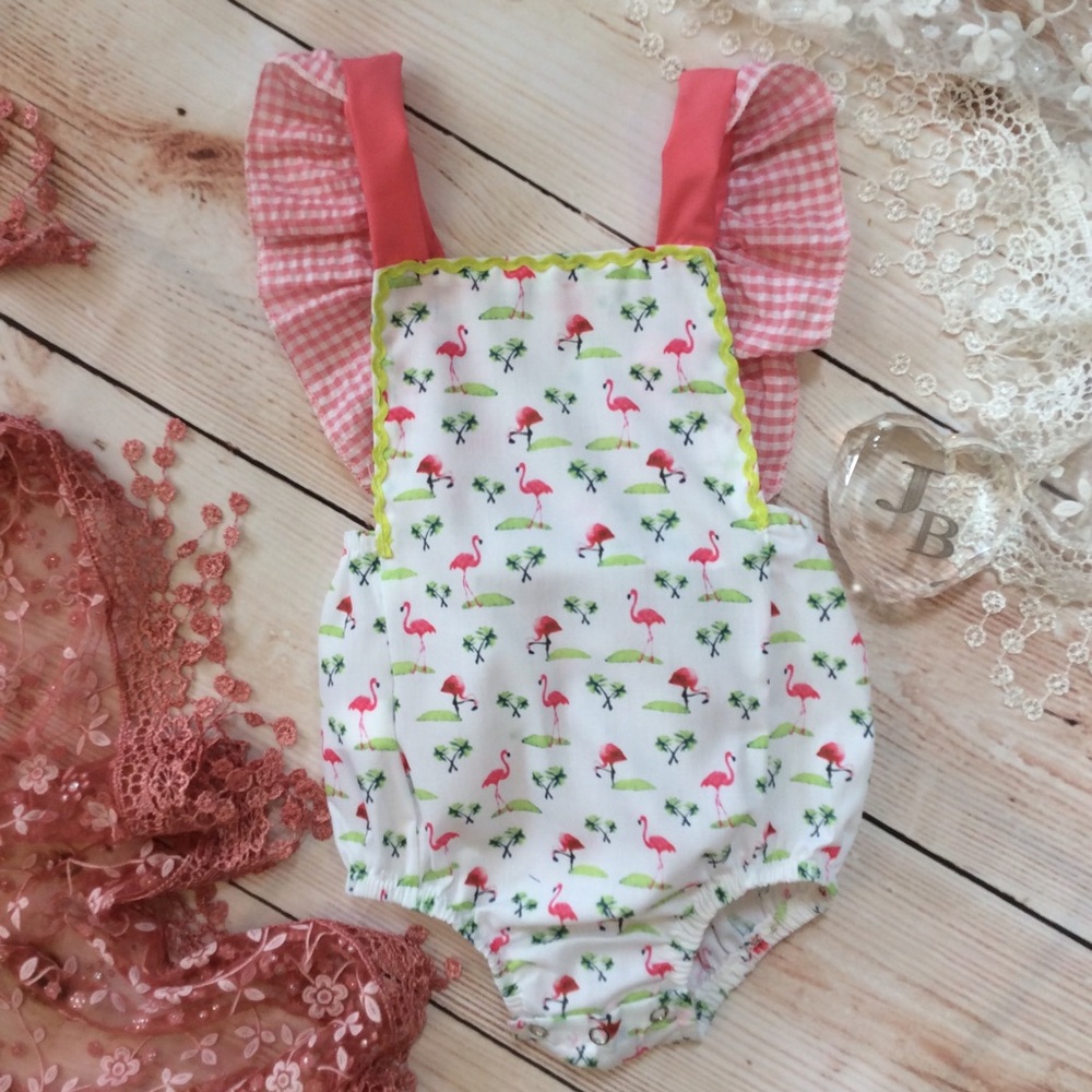 Boutique Baby Girl Flamingo Romper